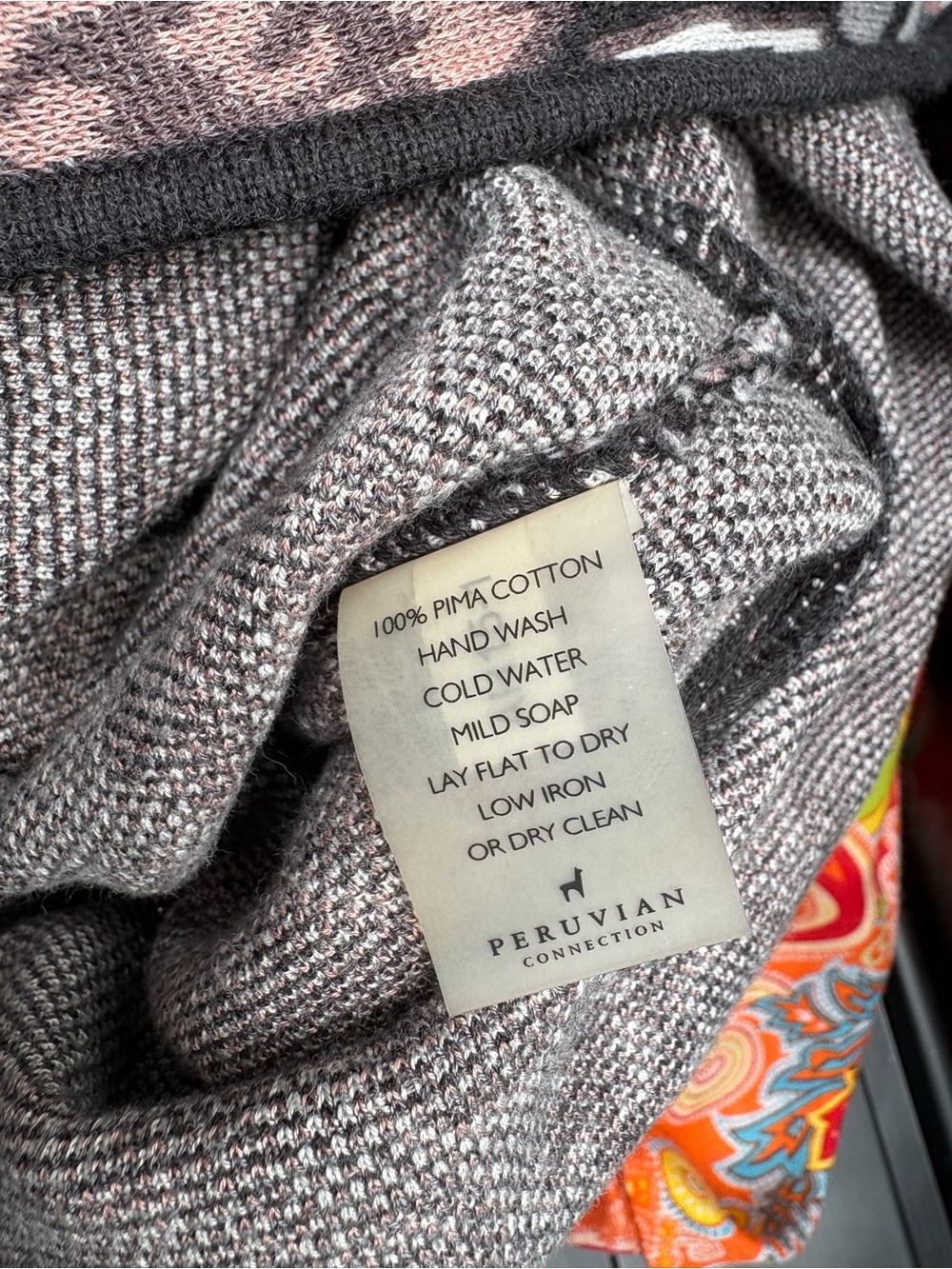 Peruvian Connection Geometric Maxi Skirt in Taupe, Gray with Dusty Rose Accent - Picture 5 of 5